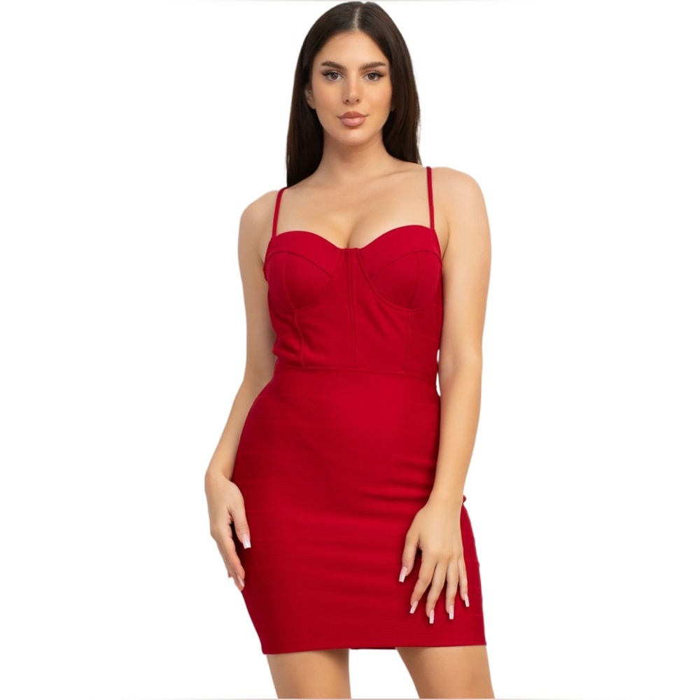 Elegant Red Bandage Women's Dress- Party Special Occasion - Picture 5 of 7